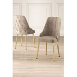 Hanah home set trpezarijskih stolica Krax 2 kom, kapućino tkanina Babyface, zlatne metalne noge | Eponuda.com