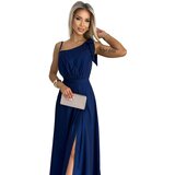 Numoco Women's long shiny dress with one shoulder bow | shoptok.hr