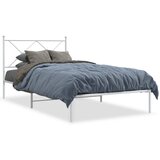vidaXL Kovinski posteljni okvir z vzglavjem bel 100x190 cm | Shoptok.si