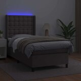  Box spring postelja z vzmetnico LED siva 90x200 cm umetno usnje, (20789811) | Shoptok.si