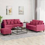  3-dijelni set sofa s jastucima crvena boja vina baršunasti | shoptok.hr
