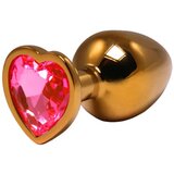  veliki zlatni analni dildo srce sa rozim dijamantom Cene'.'