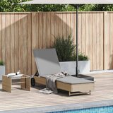 Maison Chic Vrtni Ležalnik - Sončna ležalnik s kolesi in blazino bež poli ratan, (22043229) | Shoptok.si