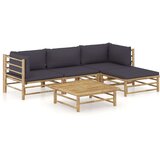  Sedežna garnitura z blazinami 5-delna temno siva bambus | Shoptok.si