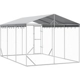 Vanjski kavez za pse s krovom srebrni 3 x 4,5 x 2,5 m čelični | shoptok.hr