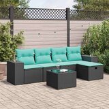 vidaXL Vrtna garnitura - 6-dijelni set vrtnih sofa s jastucima crni od poliratana - Crna sa spremištem 6 | shoptok.hr