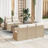 vidaXL set od 6 komada vrtne sofe s jastučićima bež Poli Ratan | shoptok.hr