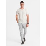 Ombre Men's knitted t-shirt with fine texture - white | shoptok.hr