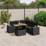 vidaXL 6-dijelni set vrtnih sofa s jastucima crni od poliratana | shoptok.hr