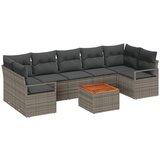 vidaXL 8-dijelni set vrtnih sofa s jastucima siva poli ratan akacija, 2-sjedalna vrtna sofa s jastucima siva poli ratan Cijene