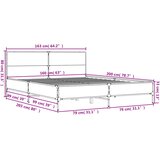  Okvir za krevet boja hrasta 160x200 cm konstruiran drvo i metal | shoptok.hr