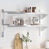 vidaXL Zidna polica s 2 razine 100x30x60 cm srebrna nehrđajući čelik | shoptok.hr