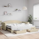  Dnevni krevet na razvlačenje s ladicama krem 100x200 cm tkanina | shoptok.hr