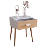 MID.YOU Nočna Omarica Singol L, Bela, Barva Hrasta | Shoptok.si