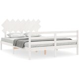 The Living Store Posteljni okvir z vzglavjem bel 140x190 cm trden les - Posteljni Okvir, (21529382) | Shoptok.si