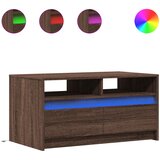 Maison Chic Klubska mizica - kavna mizica - Nizka mizica LED lučkami rjavi hrast inženirski les, (21755084) | Shoptok.si