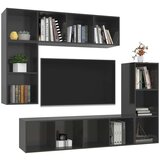 Sijaj 4-dijelni set TV ormarića visoki sjaj sivi od iverice | shoptok.hr