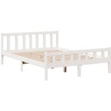 vidaXL Knjižna postelja brez vzmetnice bela 150x200 cm trdna borovina | Shoptok.si