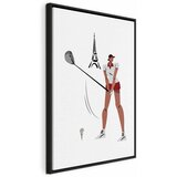  Slika - Female Golfer With the Eiffel Tower in the Background - Illustration 40x60 U crnom drvenom okviru | shoptok.hr