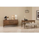 Hanah home Vina 02 1005 - Walnut, Cream WalnutCream Extendable Dining Table, Chairs & Console Set (5 Pieces) | ePonuda.com