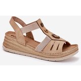 Inblu Women's Wedge Sandals With Decorations Beige | ePonuda.com