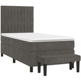 Box spring postelja z vzmetnico temno siv 90x190 cm žamet, (20790694) | Shoptok.si