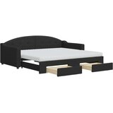  Dnevni krevet na razvlačenje s ladicama crni 90x190 cm tkanina | Eponuda.com