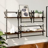  The living store komplet stenskih polic s prečkami 4-delni rjavi hrast inž. les - stenska polica, (21499626) | Shoptok.si