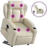Maison Chic Električni masažni stol - Relax naslanjač s funkcijo vstajanja krem umetno usnje, (22062073) | Shoptok.si