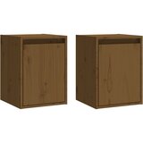 vidaXL Stenska omarica 2 kosa medeno rjava 30x30x40 cm trdna borovina, (20740472) Cene
