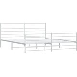 Metalni okvir kreveta uzglavlje i podnožje bijeli 200x200 cm | shoptok.hr