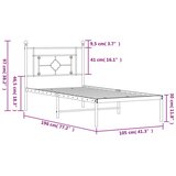 Metalni Kovinski posteljni okvir z vzglavjem črn 100x190 cm | Shoptok.si