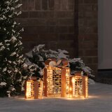Dekoracija Poklon Kutije 3 pcs Topla bijela 20 x 20 x 20 cm PET Cijene
