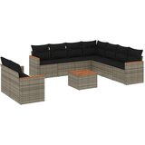 vidaXL 10-dijelni set vrtnih sofa od poliratana s jastucima sivi | shoptok.hr