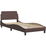  Okvir kreveta s LED svjetlima smeđi 90 x 190 cm od umjetne kože | shoptok.hr