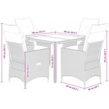  5-dijelni vrtni blagovaonski set s jastucima od poliratana crni Crna 90 x 90 x 75 cm | Shoptok.si