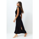 Trendyol Black Maxi Knitted Tie Beach Dress | shoptok.hr