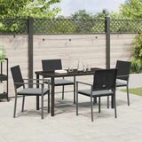  Vrtni set za objed 5 pcs Crna i svijetlo siva PE ratan | shoptok.hr