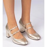 D/CEO marka niezdefiniowana Gold women's pumps on a block heel with buckles Meloni | ePonuda.com