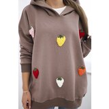 Kesi Insulated sweatshirt with mocha motif of strawberries | shoptok.hr