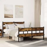 Metalni Kovinski posteljni okvir brez vzmetnice dimljen hrast 135x190cm Cene