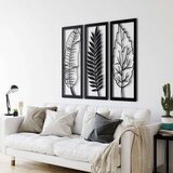 Wallxpert metalni zidni ukras 5250, tri lista u 3 uramljena panela, 94 x 75 cm, crni | Eponuda.com