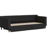 Dnevni krevet na razvlačenje s ladicama crni 80x200 cm tkanina | shoptok.hr