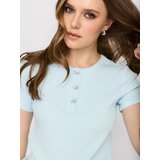 Sinsay Pamučna majica s ukrasnim gumbima | shoptok.hr