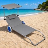  Sklopiva ležaljka za plažu s kotačima i sjenicom - siva | Shoptok.si
