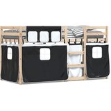  Krevet na kat sa zavjesama bijelo-crni 90 x 190 cm od borovine | shoptok.hr