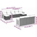  10-dijelni set vrtnih sofa s jastucima crni od poliratana Slike