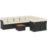  10-dijelni set vrtnih sofa s jastucima crni od poliratana | shoptok.hr