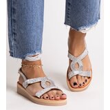 Gemre Silver platform sandals with rhinestones Mifsa | ePonuda.com