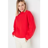 Trendyol Red High Collar Loose Knitted Sweatshirt Cene